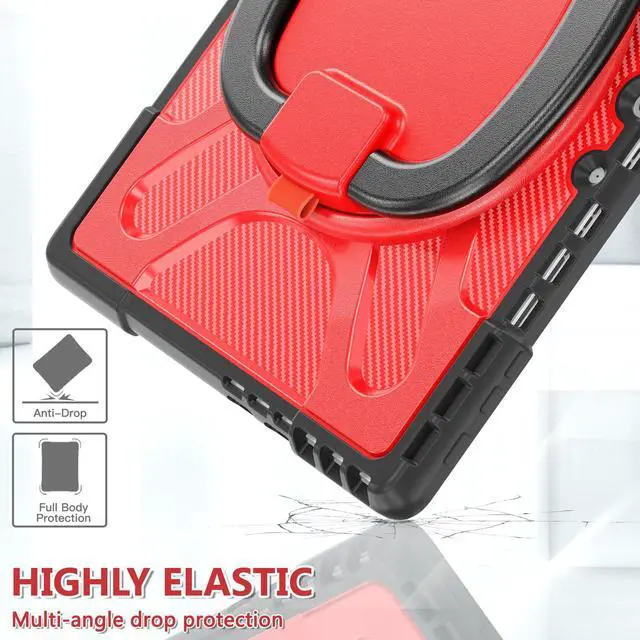 Alt view image 3 of 7 - Protective Case for Microsoft Surface Pro 9 13 inch 2022, Heavy Duty Shockproof Cover with Kickstand, Universal Stylus Pen and Hand Strap, Compatible with Type Cover Keyboard Red
