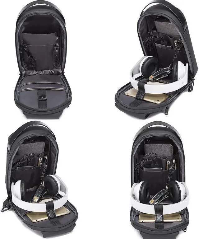 Alt view image 7 of 7 - Sling Bag, Waterproof Men Chest Bag Leather Shoulder bags Crossbody Sling Backpack Large Capacity Travel Messenger Bag