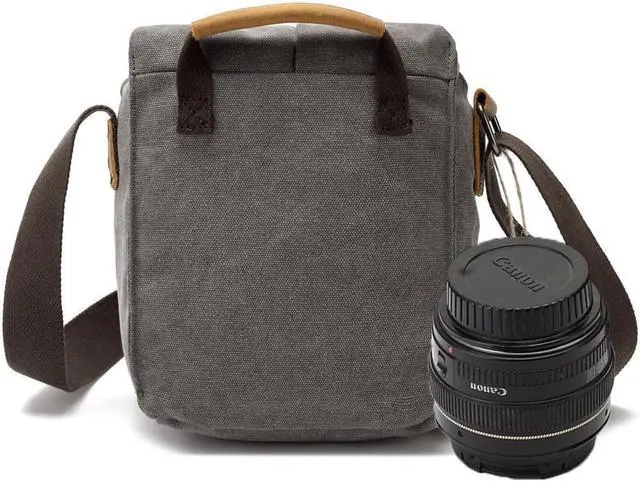 Alt view image 6 of 6 - Vintage Canvas Camera Bag Waterproof Leather DSLR SLR Messenger Shoulder Bag for for Canon Nikon Sony Camera and Lens Accessories