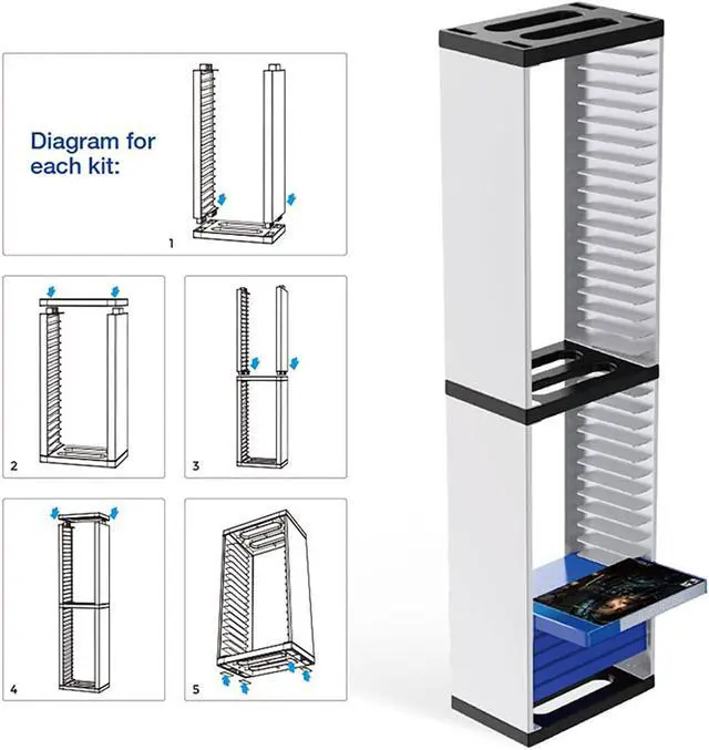 Alt view image 5 of 7 - Game Card Box Storage Stand for PS5 Xbox Games, Storage Tower for Xbox Game Card Box Holder Vertical Stand - for Video Games 36 PCS