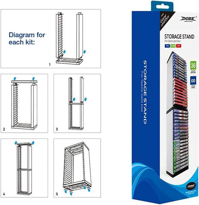 Alt view image 6 of 7 - Game Card Box Storage Stand for PS5 Xbox Games, Storage Tower for Xbox Game Card Box Holder Vertical Stand - for Video Games 36 PCS