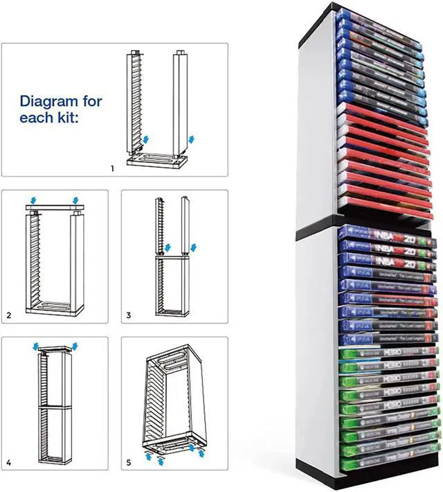 Alt view image 4 of 7 - Game Card Box Storage Stand for PS5 Xbox Games, Storage Tower for Xbox Game Card Box Holder Vertical Stand - for Video Games 36 PCS