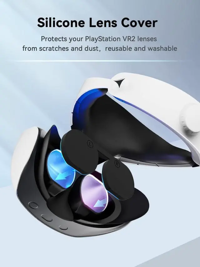 Alt view image 6 of 7 - Magnetic Charging Station Dock for Controllers of PSVR 2 & PS5, Storage Stand for PS5 Console with Dual Cooling Fan, Silicone Lens Protective Cover, Mount Holder for PS VR2 Headset and Game Slot