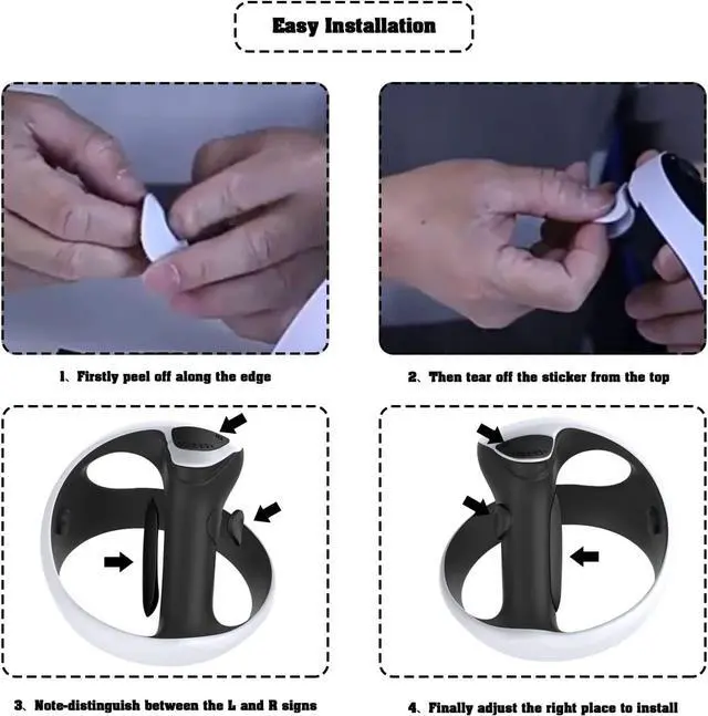 Alt view image 7 of 7 - Silicone Controller Pad for PS VR2,4 in 1 Accessories Kit for PS VR2 Controller with Anti-Slip Handle Cover Grip Protection Black
