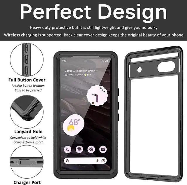 Alt view image 5 of 7 - Compatible for Google Pixel 7A Case Waterproof, Built-in HD Clear Screen Protector, 360 Degree Shockproof Dustproof Bumper, Full Protective Waterproof Case for Google Pixel 7A 2023
