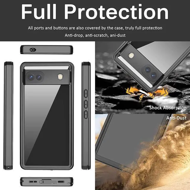 Alt view image 4 of 7 - Compatible for Google Pixel 7A Case Waterproof, Built-in HD Clear Screen Protector, 360 Degree Shockproof Dustproof Bumper, Full Protective Waterproof Case for Google Pixel 7A 2023