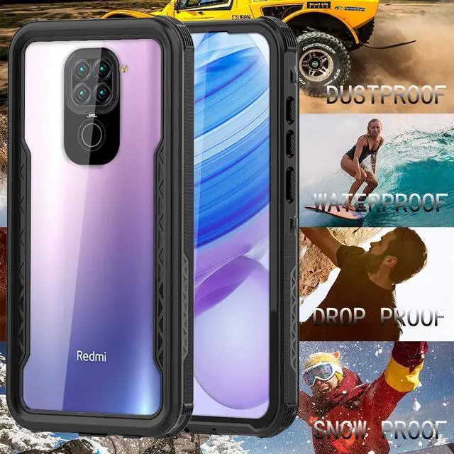 Alt view image 6 of 7 - Waterproof Case for Xiaomi Redmi Note 9, IP68 Waterproof 360 Degree Full Body Protection Case Shockproof Snowproof Dustproof Heavy Duty Cover Case Built-in Screen Protector
