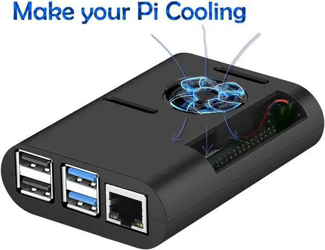 Alt view image 3 of 7 - Raspberry Pi 4 Case, MazerPi Raspberry Pi Case with Cooling Fan, Raspberry Pi 4 Heatsink for Raspberry Pi 4 Model B, Pi 4B, Pi 4