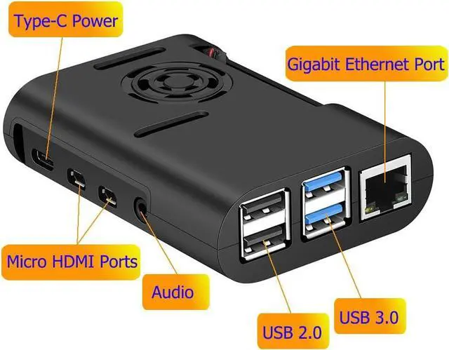 Alt view image 4 of 7 - Raspberry Pi 4 Case, MazerPi Raspberry Pi Case with Cooling Fan, Raspberry Pi 4 Heatsink for Raspberry Pi 4 Model B, Pi 4B, Pi 4