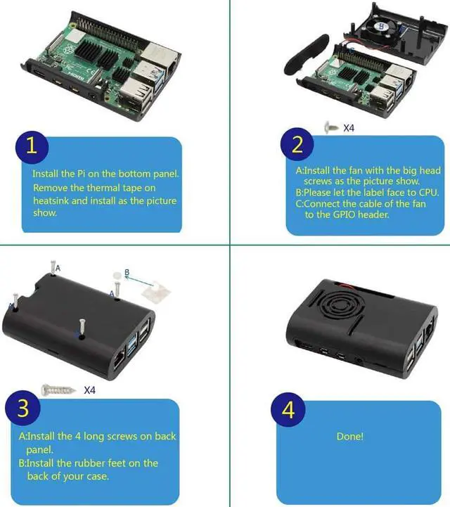 Alt view image 2 of 7 - Raspberry Pi 4 Case, MazerPi Raspberry Pi Case with Cooling Fan, Raspberry Pi 4 Heatsink for Raspberry Pi 4 Model B, Pi 4B, Pi 4