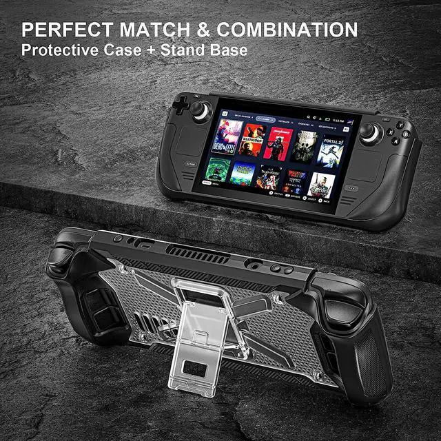 Alt view image 2 of 7 - Full Protective Shockproof Case for Steam Deck, Back Shell Case Cover Compatible with Steam Deck with Foldable Kickstand, Screen Protector, Shoulder Strap