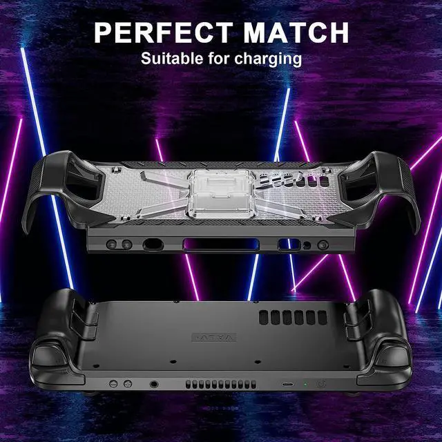 Alt view image 7 of 7 - Full Protective Shockproof Case for Steam Deck, Back Shell Case Cover Compatible with Steam Deck with Foldable Kickstand, Screen Protector, Shoulder Strap