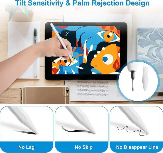 Alt view image 4 of 7 - Stylus Pen for iPad with Palm Rejection - Apple Pencil for iPad 10/9th Gen,Compatible with iPad Pro 11&12.9 inch, iPad Mini 6th/5th, iPad Air 3/4/5, iPad 6/7/8th Gen - Perfect for Writing and Drawing