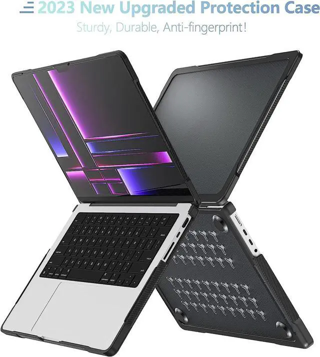 Alt view image 2 of 7 - Compatible with MacBook Pro 14 inch Case 2023 2022 2021 Release M2 A2779 A2442 M1 Pro/Max Chip with Touch ID, Heavy Duty Rugged Hard Shell Shockproof Cover with Keyboard Skin
