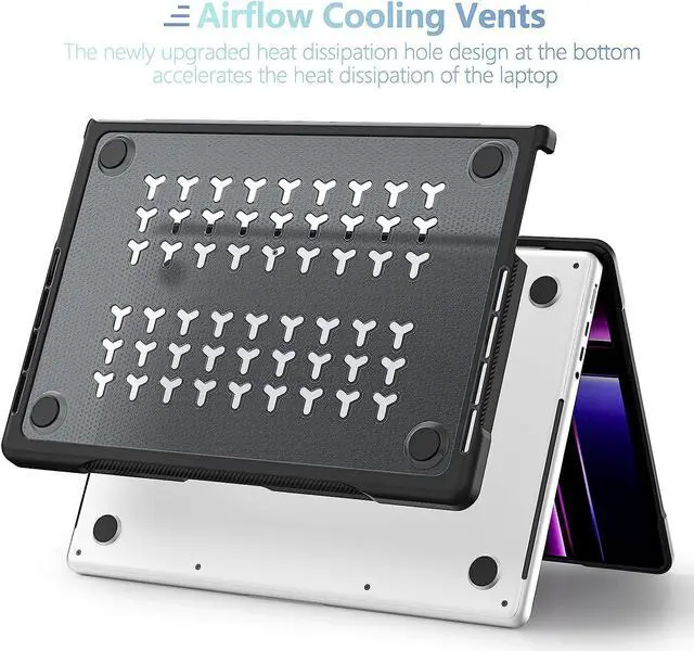 Alt view image 4 of 7 - Compatible with MacBook Pro 14 inch Case 2023 2022 2021 Release M2 A2779 A2442 M1 Pro/Max Chip with Touch ID, Heavy Duty Rugged Hard Shell Shockproof Cover with Keyboard Skin