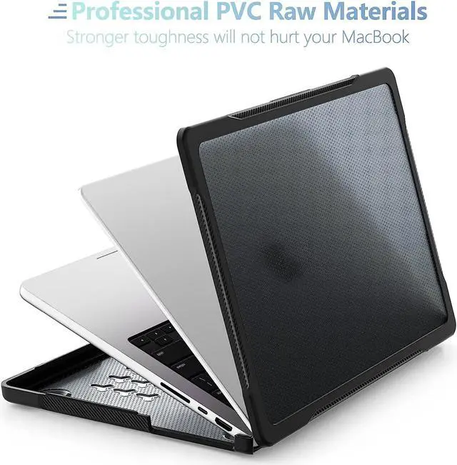 Alt view image 3 of 7 - Compatible with MacBook Pro 14 inch Case 2023 2022 2021 Release M2 A2779 A2442 M1 Pro/Max Chip with Touch ID, Heavy Duty Rugged Hard Shell Shockproof Cover with Keyboard Skin