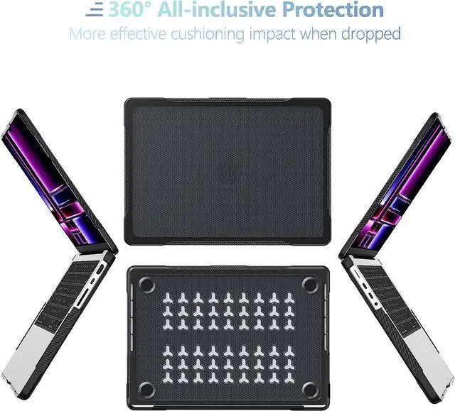 Alt view image 6 of 7 - Compatible with MacBook Pro 14 inch Case 2023 2022 2021 Release M2 A2779 A2442 M1 Pro/Max Chip with Touch ID, Heavy Duty Rugged Hard Shell Shockproof Cover with Keyboard Skin