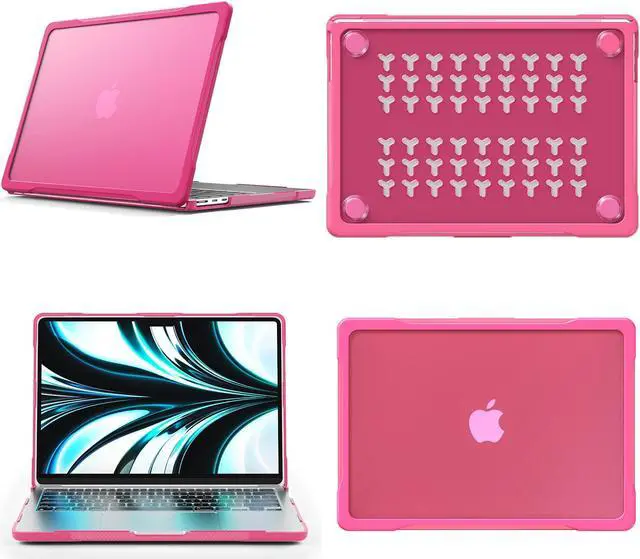 Alt view image 3 of 7 - Compatible with MacBook Air 13.6 inch Case 2022 2023 Release A2681 M2 Chip Liquid Retina Display Touch ID, Heavy Duty Rugged Hard Shell Shockproof Cover with Keyboard Skin Rose Red