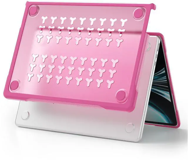 Alt view image 4 of 7 - Compatible with MacBook Air 13.6 inch Case 2022 2023 Release A2681 M2 Chip Liquid Retina Display Touch ID, Heavy Duty Rugged Hard Shell Shockproof Cover with Keyboard Skin Rose Red