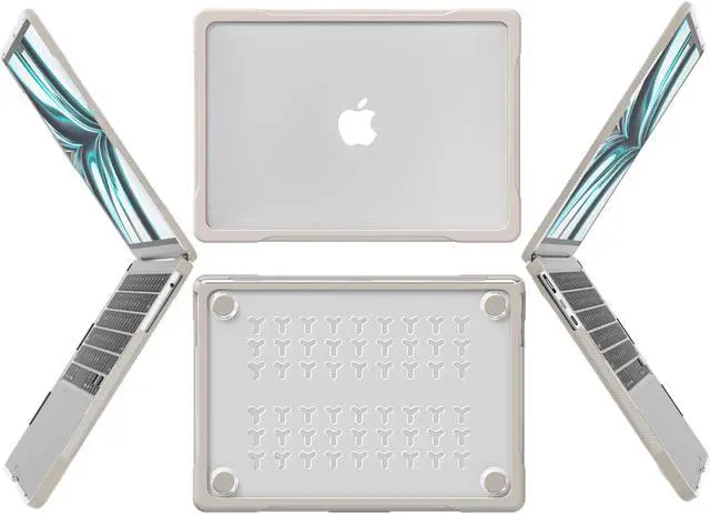 Alt view image 3 of 7 - Compatible with MacBook Air 13.6 inch Case 2022 2023 Release A2681 M2 Chip Liquid Retina Display Touch ID, Heavy Duty Rugged Hard Shell Shockproof Cover with Keyboard Skin Khaki