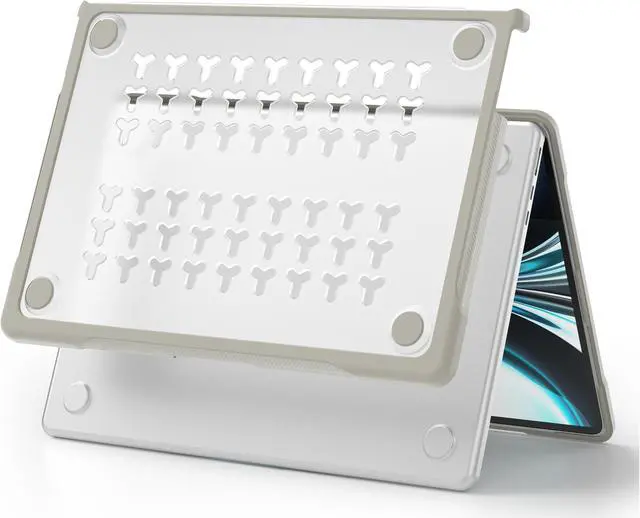 Alt view image 6 of 7 - Compatible with MacBook Air 13.6 inch Case 2022 2023 Release A2681 M2 Chip Liquid Retina Display Touch ID, Heavy Duty Rugged Hard Shell Shockproof Cover with Keyboard Skin Khaki