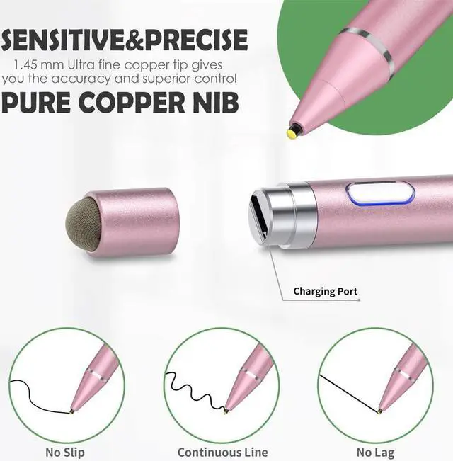 Alt view image 6 of 7 - Active Stylus Pen for Touch Screens, Dual Pen Tips for iOS & Android Drawing & Writing, High Precise Digital Pencil for iPhone 15/14/13/12/11/X/8/7/6, iPad Air/Pro/Mini, Phone/Tablet/Samsung/Kindle