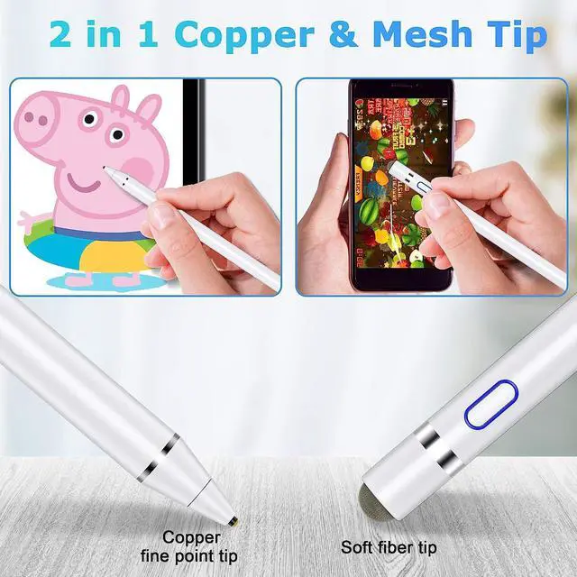Alt view image 3 of 7 - Active Stylus Pen for Touch Screens, Dual Pen Tips for iOS & Android Drawing & Writing, High Precise Digital Pencil for iPhone 15/14/13/12/11/X/8/7/6, iPad Air/Pro/Mini, Phone/Tablet/Samsung/Kindle
