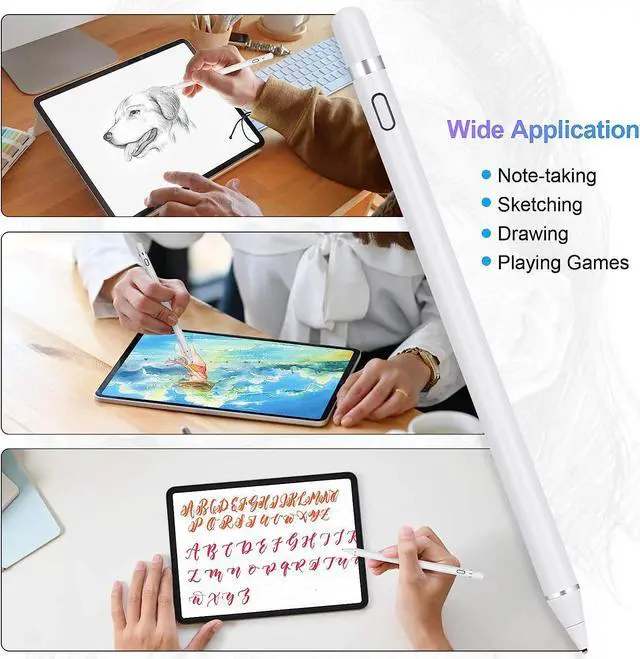 Alt view image 7 of 7 - Active Stylus Pen Compatible for iOS / Android Touch Screens, Pencil with Dual Touch Function, Rechargeable Stylus for iPad/iPad Pro/Air/Mini/iPhone/Cellphone/Samsung/Tablet Drawing&Writing