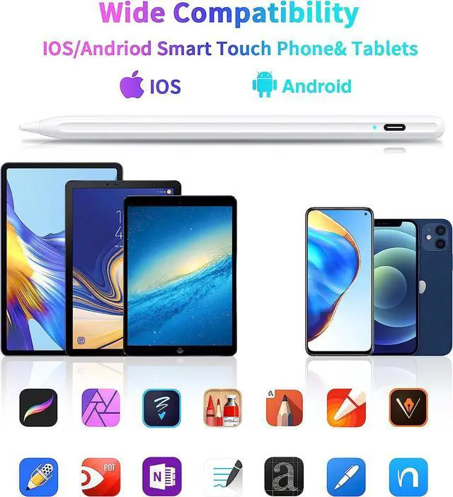Alt view image 2 of 7 - Stylus Pen, Active Stylus Pen Compatible for iOS and Android Touchscreens/Phones, Rechargeable Stylus Pen with Dual Touch Screen, Stylus Pencil for Apple iPad/iPhone/Android/Samsung Tablet