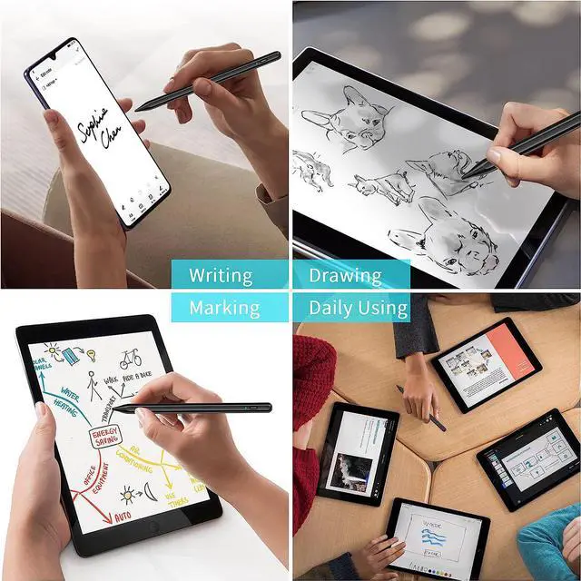 Alt view image 6 of 6 - Stylus Pen, Active Stylus Pen Compatible for iOS and Android Touchscreens/Phones, Rechargeable Stylus Pen with Dual Touch Screen, Stylus Pencil for Apple iPad/iPhone/Android/Samsung Tablet Black