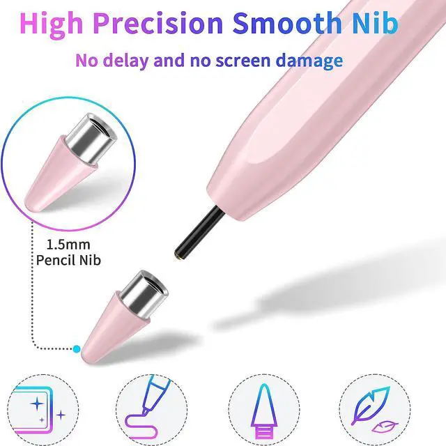 Alt view image 4 of 7 - Stylus Pen, Active Stylus Pen Compatible for iOS and Android Touchscreens/Phones, Rechargeable Stylus Pen with Dual Touch Screen, Stylus Pencil for Apple iPad/iPhone/Android/Samsung Tablet Pink