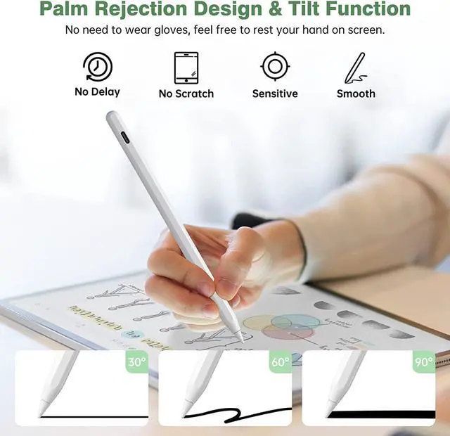 Alt view image 6 of 6 - iPad Pencil 2nd Generation with Magnetic Wireless Charging - Stylus Pen for Apple Pencil Compatible with iPad Pro 11/12.9, iPad 6/7/8/9/10th, iPad Air 3/4/5, iPad Mini 5/6th