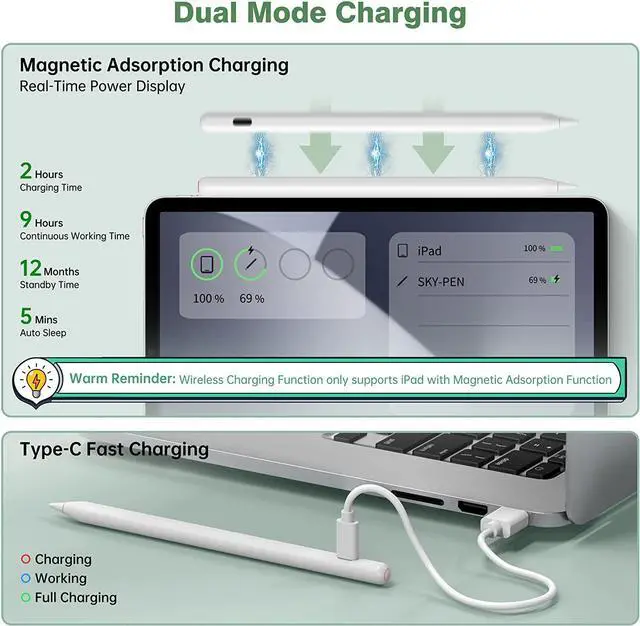 Alt view image 5 of 6 - iPad Pencil 2nd Generation with Magnetic Wireless Charging - Stylus Pen for Apple Pencil Compatible with iPad Pro 11/12.9, iPad 6/7/8/9/10th, iPad Air 3/4/5, iPad Mini 5/6th