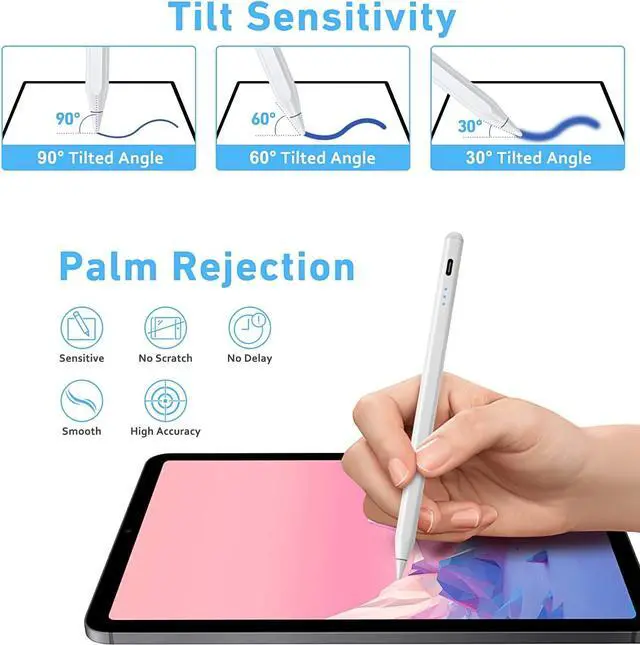 Alt view image 4 of 6 - Stylus Pen for ipad, Active Pencil with Quick Charge, Palm Rejection Tilt Sensor, Magnetic Apple Pen Compatible with 2018-2023 iPad Pro 11"/12.9",iPad 10/9/8/7/6,iPad Mini 5/6,iPad Air 3/4/5