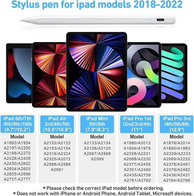 Alt view image 2 of 6 - Stylus Pen for ipad, Active Pencil with Quick Charge, Palm Rejection Tilt Sensor, Magnetic Apple Pen Compatible with 2018-2023 iPad Pro 11"/12.9",iPad 10/9/8/7/6,iPad Mini 5/6,iPad Air 3/4/5