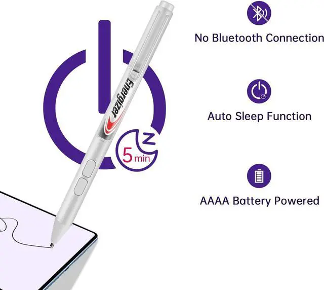 Alt view image 6 of 7 - Stylus Pen for Microsoft Surface, [Upgraded] 4096 Pressure Sensitivity Palm Rejection Stylus, Compatible with New Surface Pro 9 & Pro 8/Laptop 5/Surface Studio 2+,AAAA Battery, 3 Pen Tips