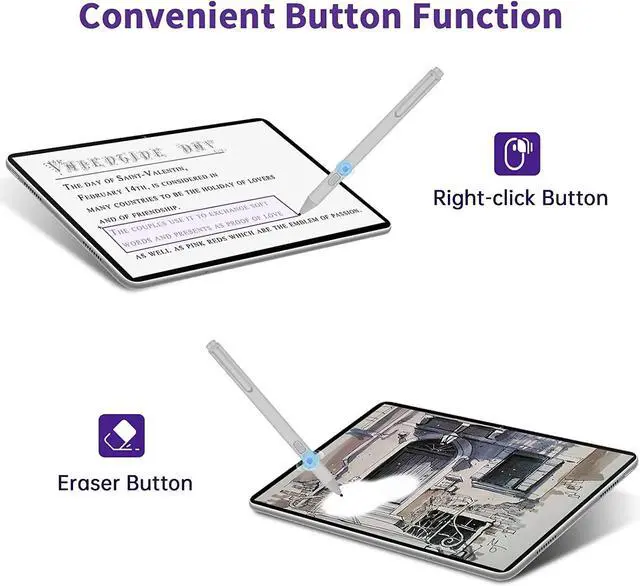 Alt view image 5 of 7 - Stylus Pen for Microsoft Surface, [Upgraded] 4096 Pressure Sensitivity Palm Rejection Stylus, Compatible with New Surface Pro 9 & Pro 8/Laptop 5/Surface Studio 2+,AAAA Battery, 3 Pen Tips