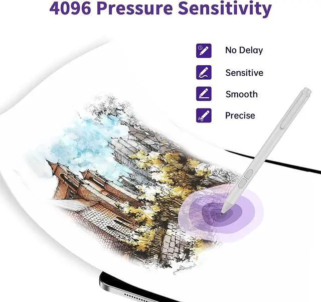 Alt view image 3 of 7 - Stylus Pen for Microsoft Surface, [Upgraded] 4096 Pressure Sensitivity Palm Rejection Stylus, Compatible with New Surface Pro 9 & Pro 8/Laptop 5/Surface Studio 2+,AAAA Battery, 3 Pen Tips