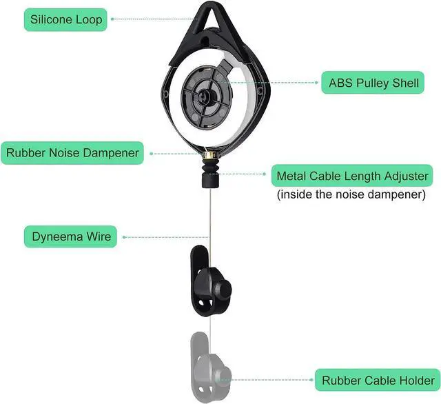Alt view image 3 of 7 - VR Cable Management System, Ceiling Hooks with Retractable Carabiner, Retractable Ceiling Pulley System for Oculus Quest/Quest 2/HTC Vive/Vive Pro/Oculus Rift/Rift S [6 Packs, Black]