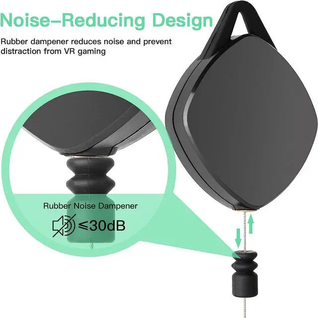 Alt view image 2 of 7 - VR Cable Management System, Ceiling Hooks with Retractable Carabiner, Retractable Ceiling Pulley System for Oculus Quest/Quest 2/HTC Vive/Vive Pro/Oculus Rift/Rift S [6 Packs, Black]