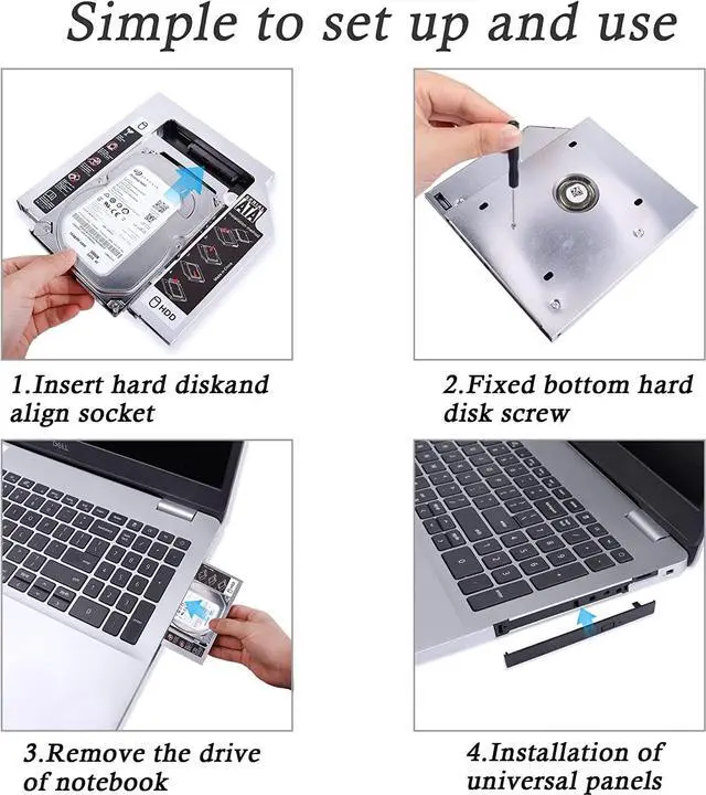 Alt view image 5 of 7 - SATA 2nd SSD HDD Hard Drive Caddy Tray, Universal 9.5mm 2.5'' SSD HDD Hard Drive Caddy Adapter Tray Enclosures, SATA-III Laptop Hard Disk Holder for CD/DVD-ROM Optical SuperDriveTray