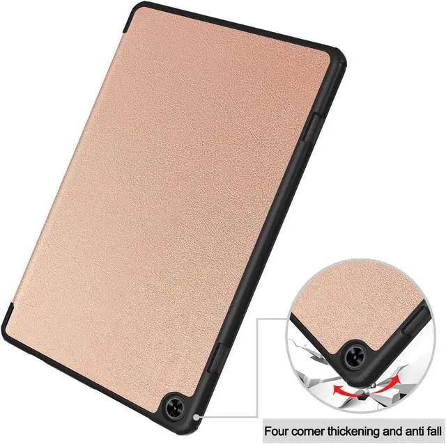 Alt view image 6 of 7 - Case for TECLAST T50 11 inch , Tri fold Slim Lightweight Hard Shell Smart Protective Cover with Multi-Angle Stand, Universal Stylus Pen Rose Gold