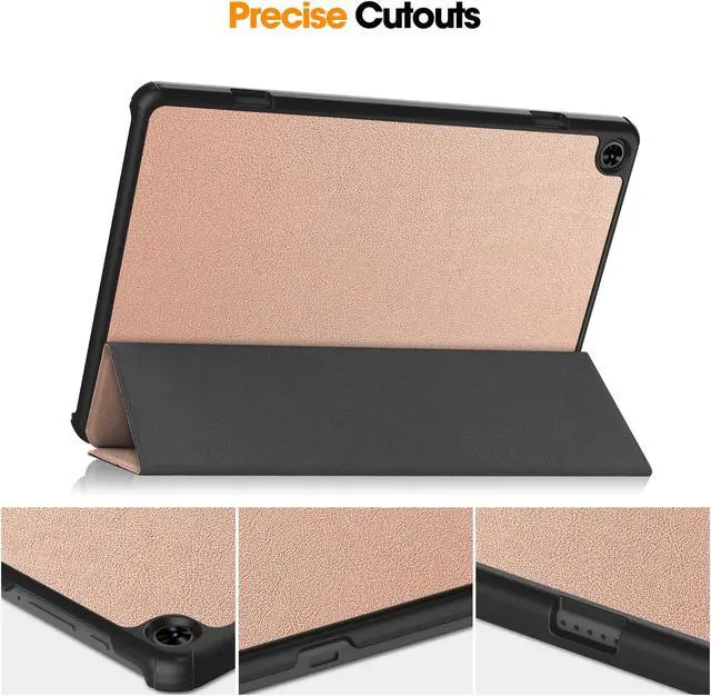 Alt view image 4 of 7 - Case for TECLAST T50 11 inch , Tri fold Slim Lightweight Hard Shell Smart Protective Cover with Multi-Angle Stand, Universal Stylus Pen Rose Gold