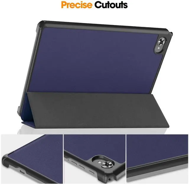 Alt view image 6 of 7 - Case for Teclast M40 Plus 10.1 inch / P30S 10.1 inch / P40HD 10.1 inch, Tri fold Slim Lightweight Hard Shell Smart Protective Cover with Multi-Angle Stand, Universal Stylus Pen Blue