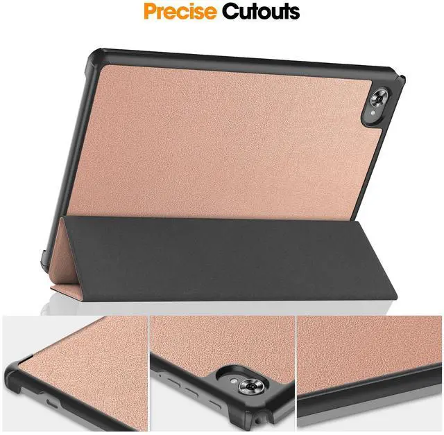 Alt view image 6 of 7 - Case for Teclast M40 Plus 10.1 inch / P30S 10.1 inch / P40HD 10.1 inch, Tri fold Slim Lightweight Hard Shell Smart Protective Cover with Multi-Angle Stand, Universal Stylus Pen Rose Gold