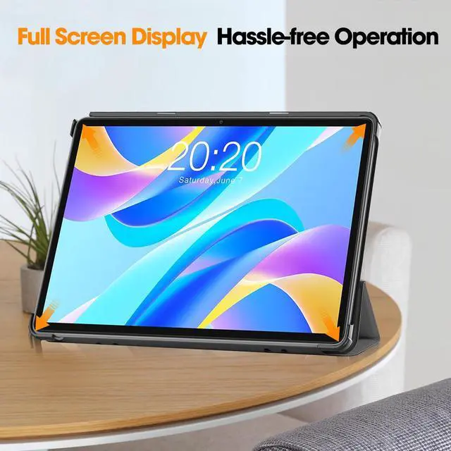 Alt view image 7 of 7 - Case for Teclast M40 Plus 10.1 inch / P30S 10.1 inch / P40HD 10.1 inch, Tri fold Slim Lightweight Hard Shell Smart Protective Cover with Multi-Angle Stand, Universal Stylus Pen Gray