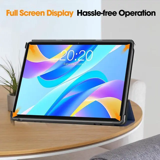 Alt view image 7 of 7 - Case for Teclast M40 Plus 10.1 inch / P30S 10.1 inch / P40HD 10.1 inch, Tri fold Slim Lightweight Hard Shell Smart Protective Cover with Multi-Angle Stand, Universal Stylus Pen Blue