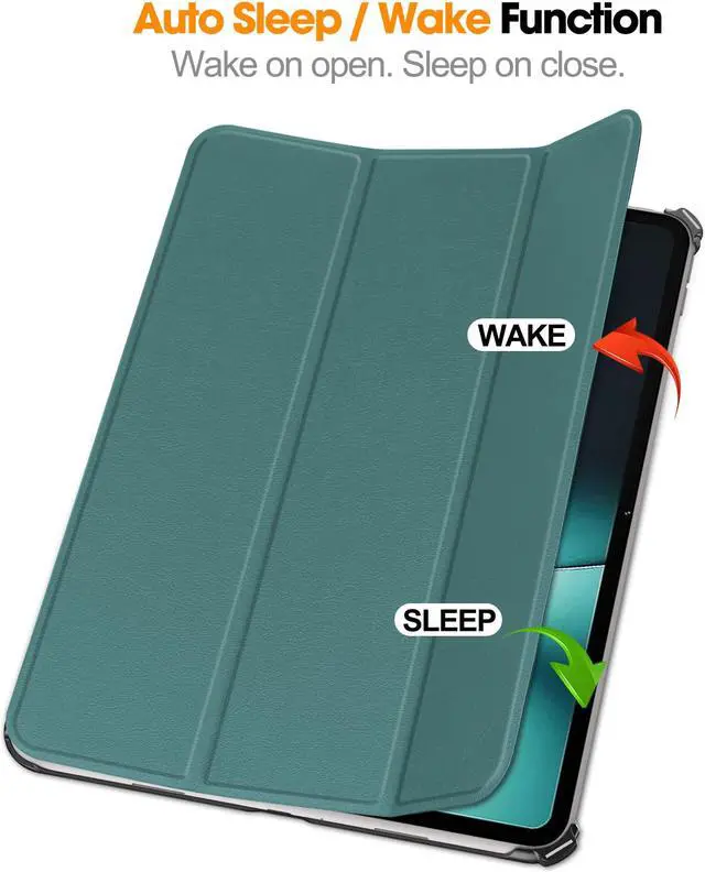 Alt view image 2 of 7 - Case for Oppo OnePlus Pad / Oppo Pad 2 11.61 inch 2023, Tri fold Slim Lightweight Hard Shell Smart Protective Cover with Multi-Angle Stand, Universal Stylus Pen Dark Green