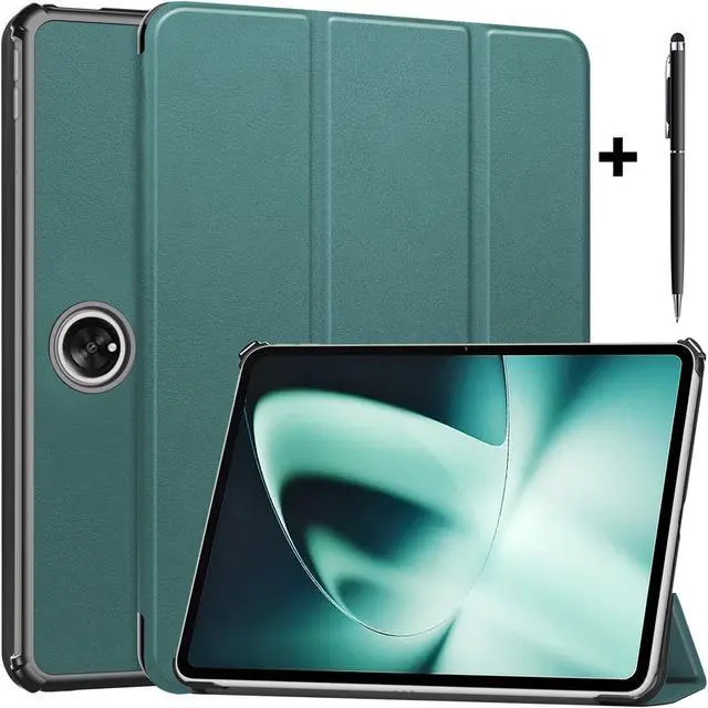 Main image of Case for Oppo OnePlus Pad / Oppo Pad 2 11.61 inch 2023, Tri fold Slim Lightweight Hard Shell Smart Protective Cover with Multi-Angle Stand, Universal Stylus Pen Dark Green