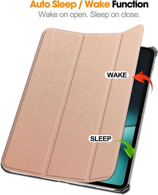 Alt view image 2 of 7 - Case for Oppo OnePlus Pad / Oppo Pad 2 11.61 inch 2023, Tri fold Slim Lightweight Hard Shell Smart Protective Cover with Multi-Angle Stand, Universal Stylus Pen Rose Gold